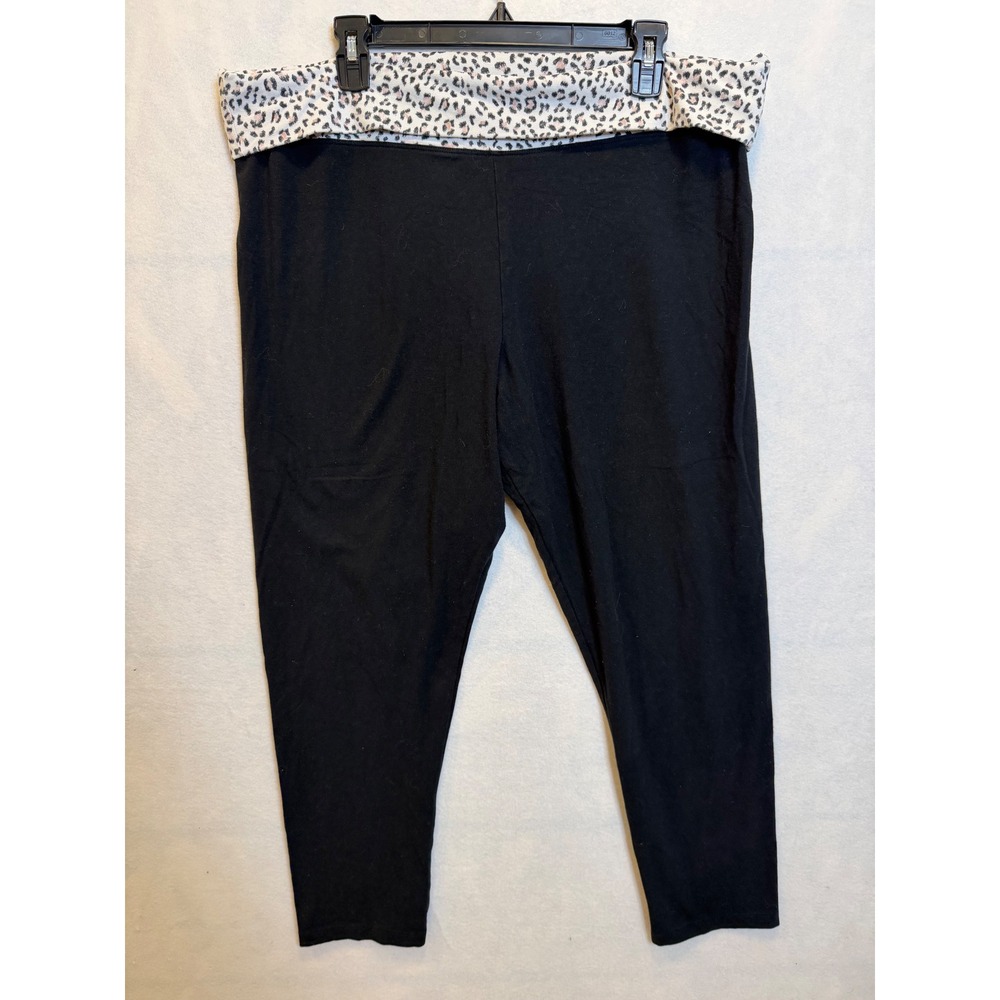 Victoria's Secret Leopard Print Foldover Waistband Yoga Leggings Black XXL Y2K